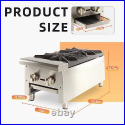 12 2 Burner Gas Range Hot Plate Countertop Commercial Liquid Propane Restaurant
