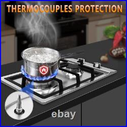 12inch Gas Cooktop 2 Burner NG/LPG with Thermocouple Protection Stainless Steel