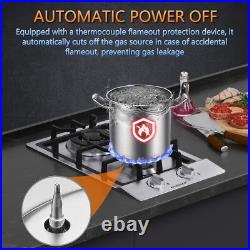 12inch Gas Cooktop 2 Burner NG/LPG with Thermocouple Protection Stainless Steel