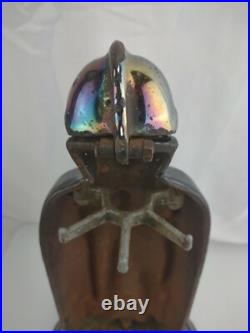 14 Tall Antique Cast Iron Iridescent Knight Coal Stove Fireplace 14 Tall Antique Cast Iron Iridescent Knight Coal Stove Fireplace