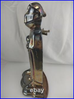 14 Tall Antique Cast Iron Iridescent Knight Coal Stove Fireplace 14 Tall Antique Cast Iron Iridescent Knight Coal Stove Fireplace