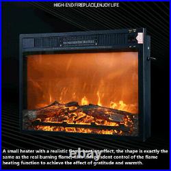 1500W Electric Firebox Fireplace Heater LED Flame Log Stove Remote Control Black