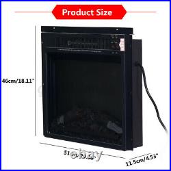 1500W Electric Firebox Fireplace Heater LED Flame Log Stove Remote Control Black