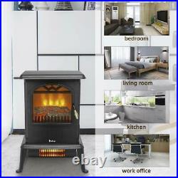 1500W Portable Electric Fireplace Space Heater Log Flame Stove Home US