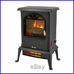 1500W Portable Electric Fireplace Stove Infrared Heater Adjustable LED Flames