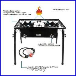 150,000 BTU Outdoor Camping Double Burner Propane Gas Stove Cooker Cooking Stove