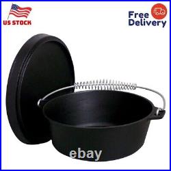 16 Qt. Seasoned Cast Iron Dutch Oven with Cast Iron Lid, Black