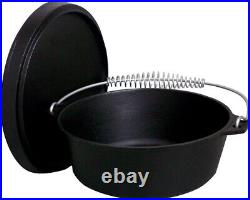 16 Qt. Seasoned Cast Iron Dutch Oven with Cast Iron Lid, Black