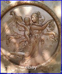 1800's Antique Cast Iron Fireplace Stove Plate Cover Diana/Cherubs, #1 Read Look