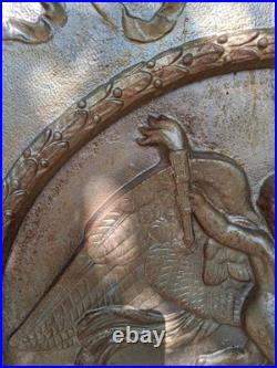 1800's Antique Cast Iron Fireplace Stove Plate Cover Diana/Cherubs, #1 Read Look