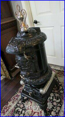 1800's Oakling Novelty Cast Iron Wood Burning Parlor Stove 46 H