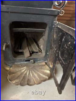 1800's Unique Cast Iron and Brass Wood Burning Parlor Stove In Great Condition