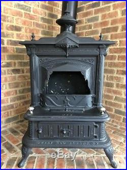 1878 Victorian Antique Cast Iron Wood Burning Parlor Stove-Perry & Co