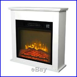 18 1400W Wooden Cabinet Electric Fireplace Heater Freestanding Fire Flame Stove