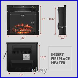 18 Electric Fireplace Stove Embedded Insert Log Heater Recessed with Remote