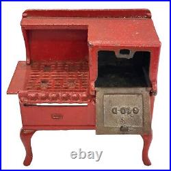 1920's Arcade Co. Cast Iron Toy Roper Gas Stove Red Miniature Dollhouse Antique