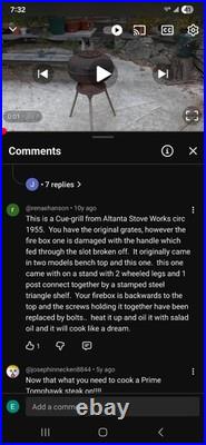 1955 Cast Iron Vintage Century Atlanta Stove Works Deluxe Cue Grill Restored