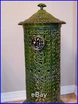 19th C French Art Nouveau Enameled Scrolled Cast Iron Stove 1800s antique decor