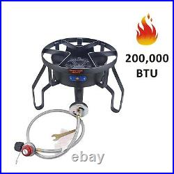 200,000BTU Portable Outdoor Single Gas Cooktops Propane Burner Stove Fry Griddle