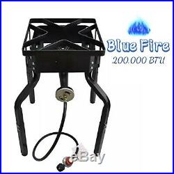 200,000 BTU Outdoor Adjustable Propane Gas Burner Stove High Pressure Cast Iron