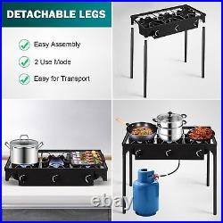 225 000BTU Outdoor Gas Stove with 0-20 PSI Adjustab. 3 Burner Propane Stove