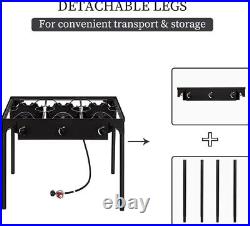 225 3 Burner Propane Stove 000BTU Outdoor Gas Stove with 0-20 PSI Adjustab