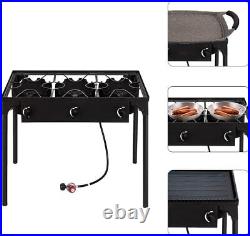 225 3 Burner Propane Stove 000BTU Outdoor Gas Stove with 0-20 PSI Adjustab