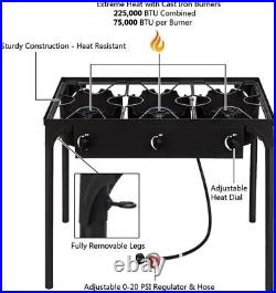 225 3 Burner Propane Stove 000BTU Outdoor Gas Stove with 0-20 PSI Adjustab