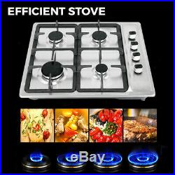 23.2 Built-in Cooktop 4 Burners Stove Natural Gas Hob Cooker Black USA
