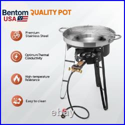 23'' Concave Comal Set, 80,000BTU Propane Gas Stove & Heavy Burner Stand, Stainl