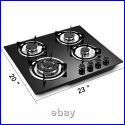 23 Gas Stove Top Built-In 4Burner Cast Iron LPG/NG Cooktop Hob Countertop Stove