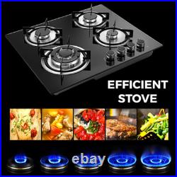23 Gas Stove Top Built-In 4Burner Cast Iron LPG/NG Cooktop Hob Countertop Stove