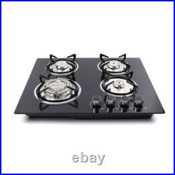 23 Gas Stove Top Built-In 4Burner Cast Iron LPG/NG Cooktop Hob Countertop Stove