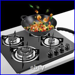 23 Gas Stove Top Built-in 4 Burner Lpg/ng Gas Cooktop Countertop Tempered Glass