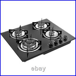 23 Gas Stove Top Built-in 4 Burner Lpg/ng Gas Cooktop Countertop Tempered Glass