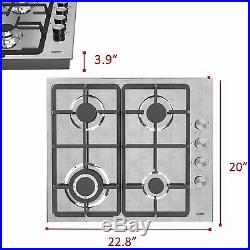 23 Stainless Steel Stove 4 Burners LPG Gas Built-in Stoves Cooktop Hob Cooker