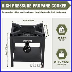 260,000 BTU Outdoor Propane Gas Stove with 0-20 PSI Adjustable Regulator