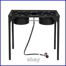 2 Burner 150000 BTU Gas Propane Cooker Outdoor Camping Stove Stand BBQ Picnic