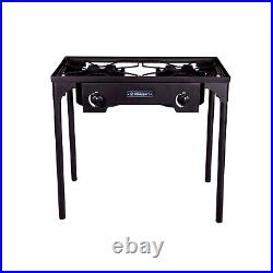 2 Burner Cast Iron Stove with Stand Propane Cooker Outdoor Camping Stove for BBQ
