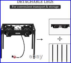 2 Burner Outdoor Portable Propane Stove Gas Cooker Heavy Duty Iron Cast Pa