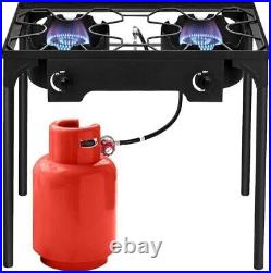 2 Burner Outdoor Portable Propane Stove Gas Cooker Heavy Duty Iron Cast Pa