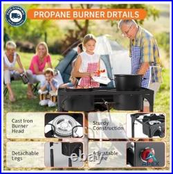 2 Burner Propane Camp Stove 150000 BTU Cast Iron 0-20 PSI Regulator Detachable