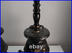 2 Vintage Cast Iron Pot Belly Stove Table Lamps