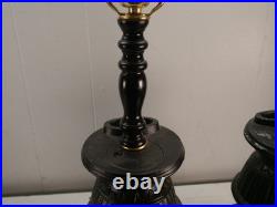 2 Vintage Cast Iron Pot Belly Stove Table Lamps