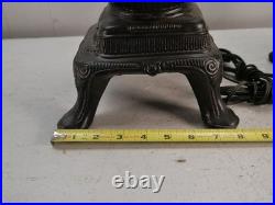 2 Vintage Cast Iron Pot Belly Stove Table Lamps