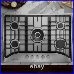 30 Inch Gas Cooktop with 5 World Class Made in Italy SABAF Burners, LPG/NG Co