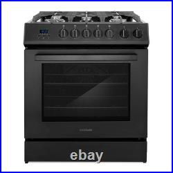 30 in. Gas Range, 5 Burners, Matte Black (OPEN BOX, COSMETIC IMPERFECTIONS)