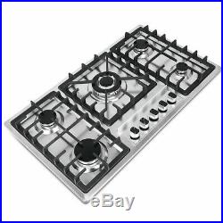 33.8 5 Burners Built-In Stove Top Gas Cooktop Kitchen Easy to Clean Gas Cooking