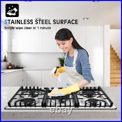 36Inch 5 Burner Built-in Gas Cooktop, NG/LPG, Reversible Cast Iron Grill/Griddle