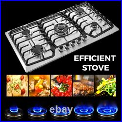36 Gas Hob Gas Cooktop 5 Burners Built-In Stove Kitchen Easy Clean Gas Cooking